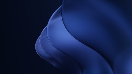 Poster - 3d render of dark abstract wave pattern blue frosted glass. Design element for website banner, header