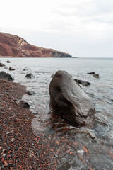 Wall Mural - Rocky coast at Red Beach, Santorini