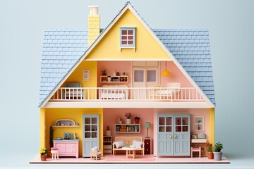 Wall Mural - Fancy doll house interior, children toy, lots of pink plastic, pastel colors, kitchen