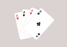 A Collection Of Four Playing Card Aces, A Gambling Concept