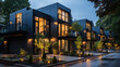 Modern modular private black townhouses, Residential architecture exterior