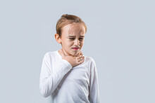 Ill Little Boy With Sore Throat. Ill Child With Sore Throat. Sore Throats In A Child. Child Has A Sore Throats. Signs Of A Cold In Children. Young Boy Feels That His Throat Is Pain