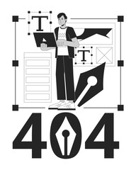 Poster - freelancer web designer black white error 404 flash message. ui and ux designer. monochrome empty st