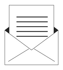 Poster - Letter in opened envelope flat monochrome isolated vector object. Exchange messages. Editable black and white line art drawing. Simple outline spot illustration for web graphic design