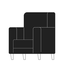 Poster - Modern armchair furniture monochrome flat vector object. Vintage chair for living room interior. Editable black white thin line icon. Simple cartoon clip art spot illustration for web graphic design