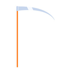 Poster - Grim Reaper scythe semi flat colour vector object. Grass mowing. Nightmare scythe. Gardening tool. Editable cartoon clip art icon on white background. Simple spot illustration for web graphic design