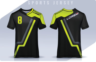  t-shirt sport design template, Soccer jersey mockup for football club. uniform front and back view.