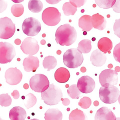 Wall Mural - Pink dots pattern watercolor in watercolor style on black background.
