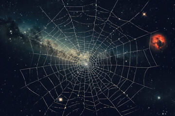 Starry Skies and Intricate Spider's Web Created with Generative AI