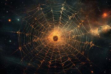 Starry Skies and Intricate Spider's Web Created with Generative AI