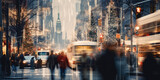 Fototapeta Londyn - White modern blurred Christmas NY city street. Generative AI
