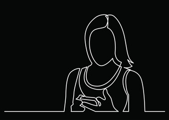 Poster - continuous line drawing vector illustration with fully editable stroke of mobile phone usage digital
