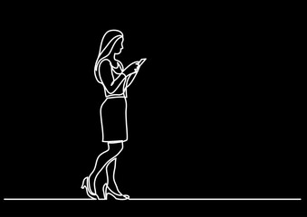 Poster - continuous line drawing vector illustration with fully editable stroke of mobile phone usage digital