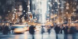 Fototapeta Nowy Jork - White modern blurred Christmas NY city street. Generative AI