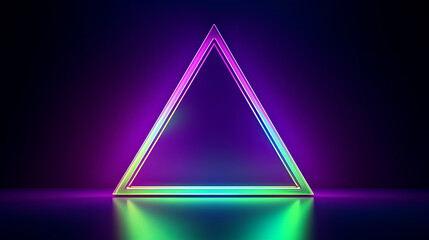 Poster - A vibrant neon triangle reflecting on the floor