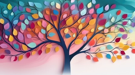 Autumn tree with colorful leaves
