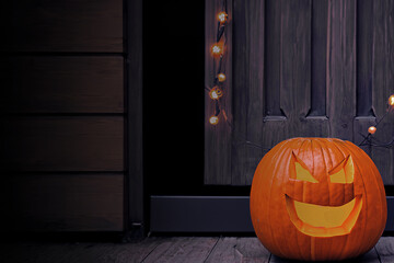 halloween pumpkin on wooden background