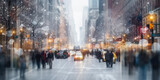 Fototapeta Do pokoju - White modern blurred Christmas NY city street. Generative AI