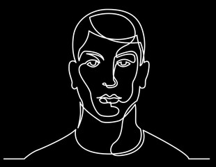 Wall Mural - continuous line drawing vector illustration with FULLY EDITABLE STROKE of regular person diverse people user profile concept on black background