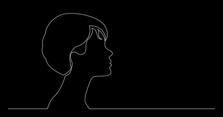 Wall Mural - continuous line drawing vector illustration with FULLY EDITABLE STROKE of regular person diverse people user profile concept on black background