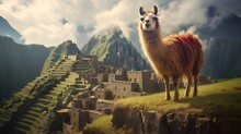Llama In Macchu Picchu