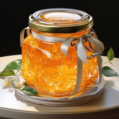 Wall Mural - beautiful compelling orange jam in glass