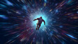 Abstract flight in space hyper jump 3d illustration