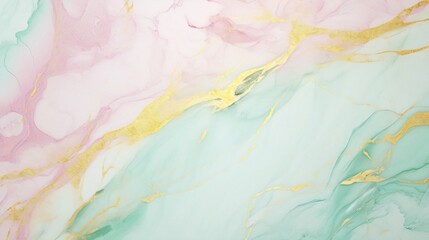 Aufkleber - Generative AI : Gouache painting. Abstract marble texture, can be used as a background for posters, cards, invitations, wallpapers. Turquoise and pink colours. Modern art. Decorative hand painted illu