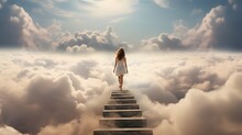 Woman Walking The Stairway To Heaven