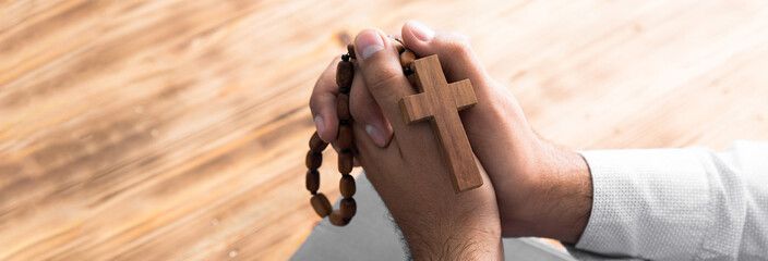 Sticker - man hand cross on Bible