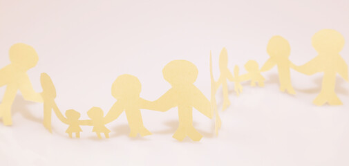 Wall Mural - Family paper chain cutout holding hands