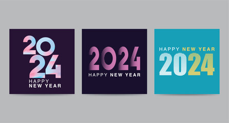 Poster - Cover design of 2024 happy new year. Strong typography. Happy new year 2023 design poster.