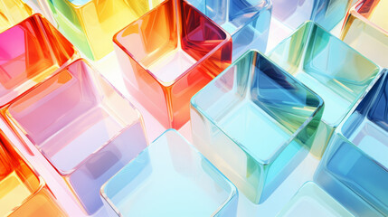 Poster - Vibrant glass cubes on a clean white background