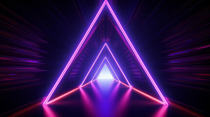 Poster - A vibrant neon triangle shining brightly in the darkness