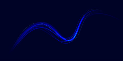 Poster - Blue light trail, wave speed, trace line twirl