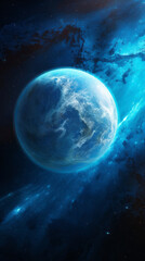 Wall Mural - A stunning blue planet floating in the vastness of space