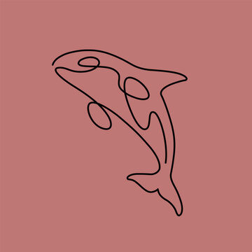 Cartoon killer whale. Сute animal character. Vector illustration.