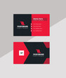Red and black modern creative business card - corporate style Vector illustration.