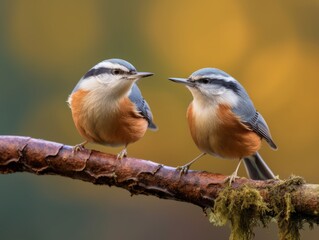 Eurasian Nuthatch Couple Wildlife photography Generative AI