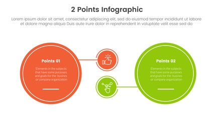 Poster - versus or compare and comparison concept for infographic template banner with big circle and small linked with two point list information