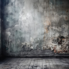 Wall Mural - Grunge interior room with rough wall and floor. Empty concrete space. Generative AI