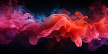 Beautiful Abstract Futuristic Dark Background With Neon Glow And Smoke - Created With AI 