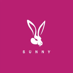 Poster - rabbit head illustration logo on pink background