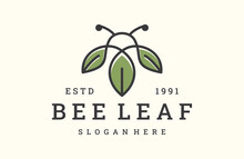 Bee Leaf Logo Icon Design Template Vector Illustration