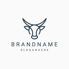 Abstract Cow Or Bull Creative Line Logo Design