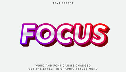 Wall Mural - Focus text effect template in 3d design. Text emblem for advertising, branding, business logo
