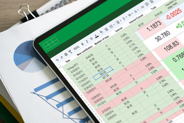Fototapete - businessman working with data and graphs in spreadsheet documents for online analysis microsoft exce