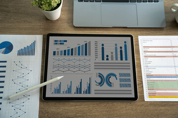 Poster - Business financial analysis Financial Data: Accounting Investment Concept, Financial Budget Report, and Cost Chart Document Bank Economy Planning Strategy
