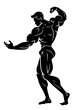 Body Builder Back Muscle Pose, Silhouette Illustration