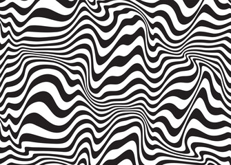 Fototapete - Vector seamless pattern. Abstract striped texture with bold monochrome waves. Creative background with wavy blots. Decorative design with distortion effect.